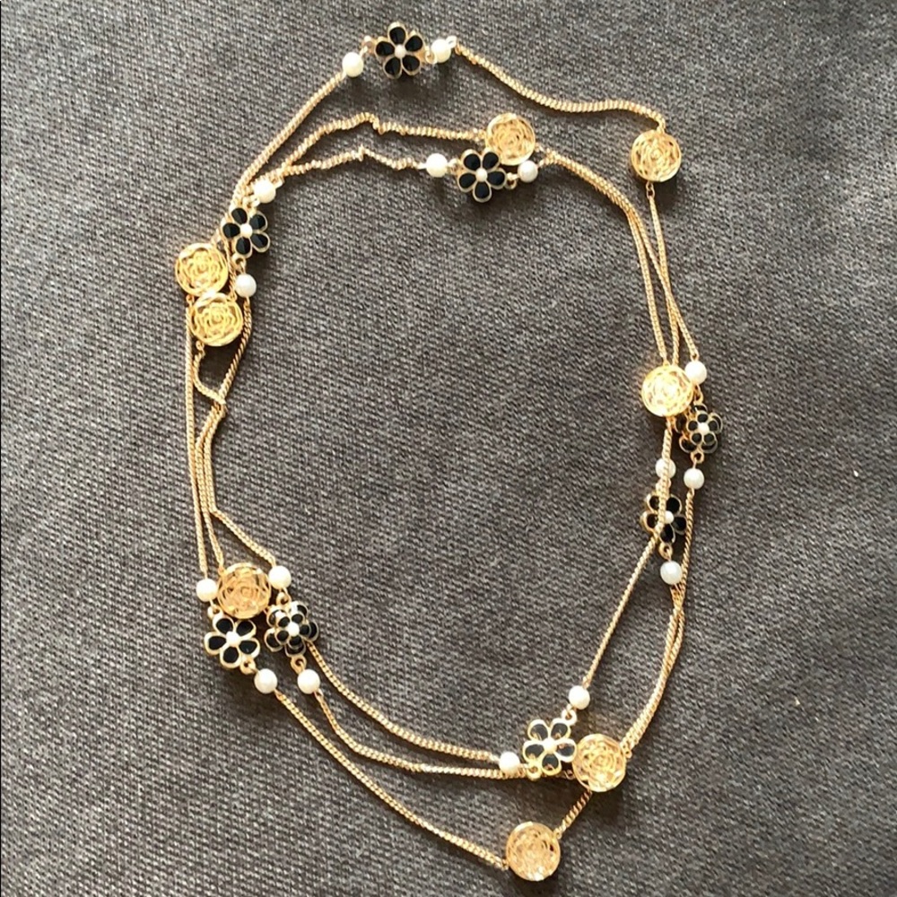 New beautiful camellia pearls enamel necklace